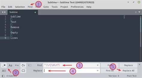 Sublime Text: Remove Empty Lines .